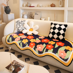 现代简约不规则沙发坐垫通用防滑客厅组合盖布垫田园风异形套罩巾
