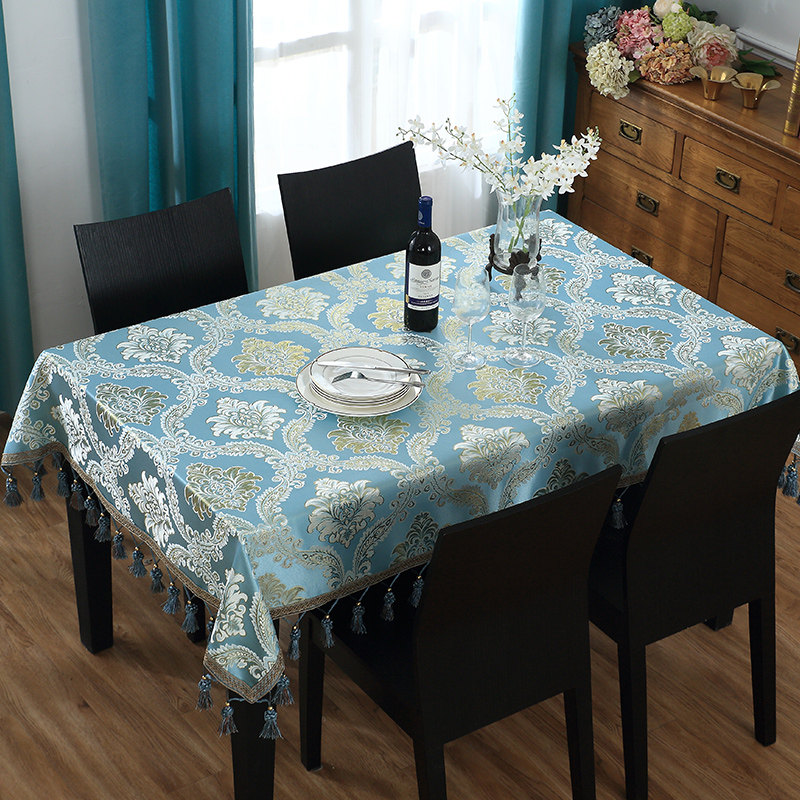 欧式西式餐桌布茶几桌布绿色台布长方形简约椭圆客厅沙发茶几布