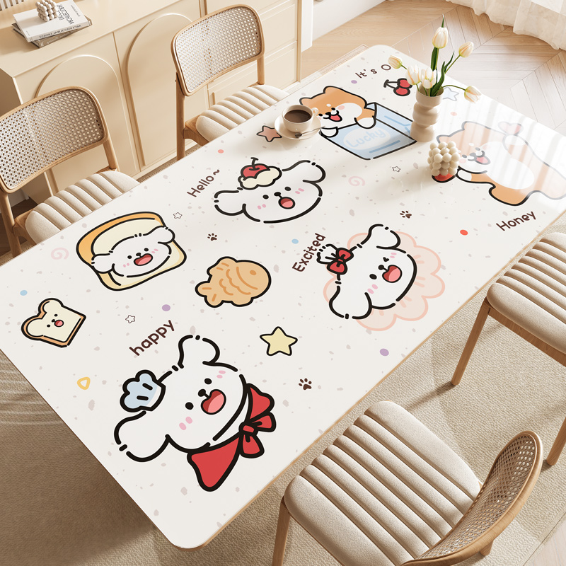 卡通小狗pvc软玻璃餐桌垫防油防水隔热免洗可裁剪擦洗茶几垫桌布
