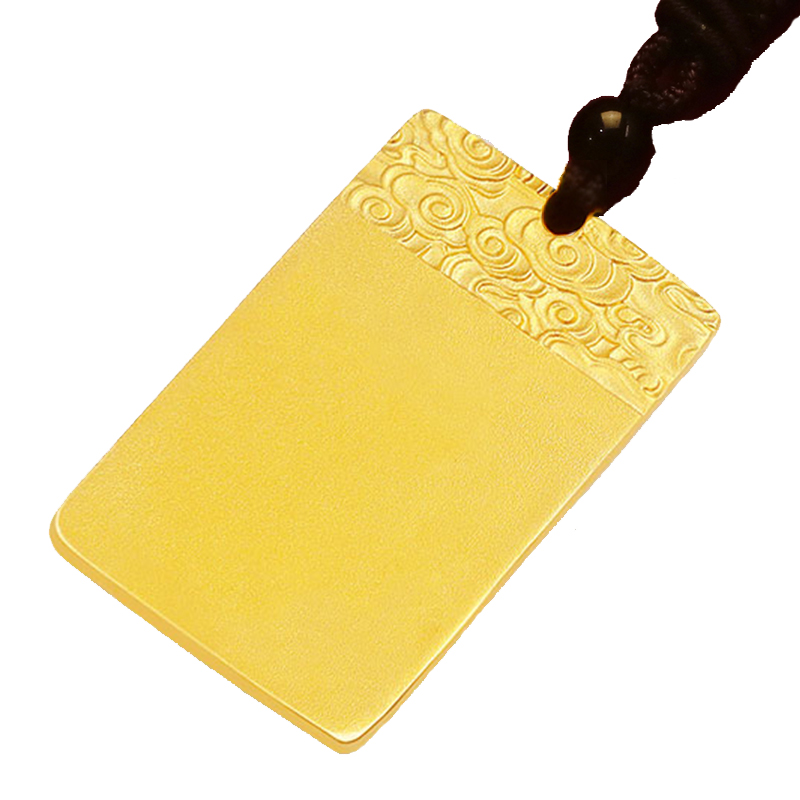 仿黄金吊牌男越南沙金无事牌纯金色古法吊坠祥瑞平安镀金情侣牌子