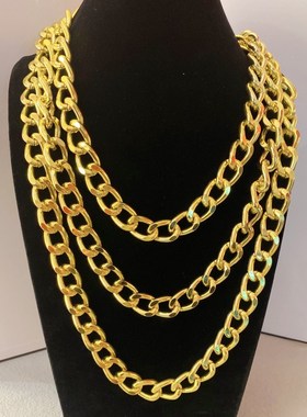 欧美夸张大金链子假金项链铝x合金粗链条视频拍照录像搞笑嘻哈男