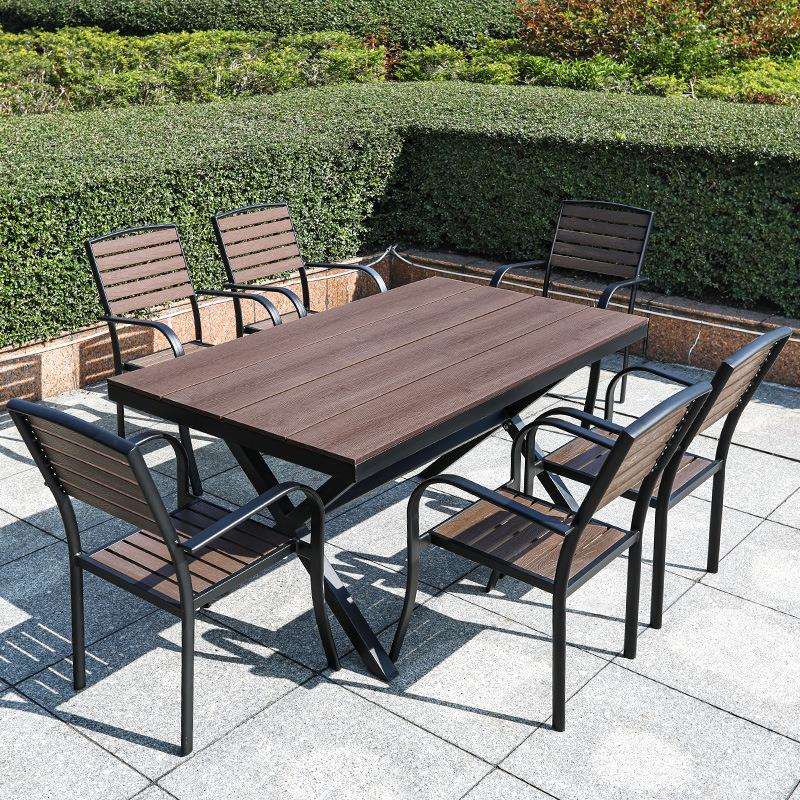 户外桌椅庭院花园别墅防腐塑木防水防晒咖啡厅露天休闲餐桌椅套装