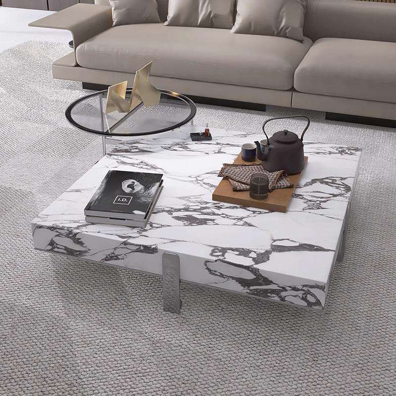 轻奢简约设计师款家用客厅大小户型方茶几组合意式极简岩板茶几