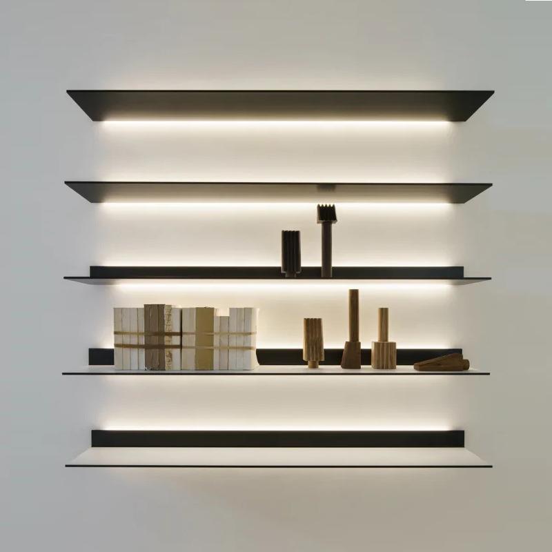 发光层板客厅展板收纳金属层板置物架书架墙上卧室可墙面壁挂灯带