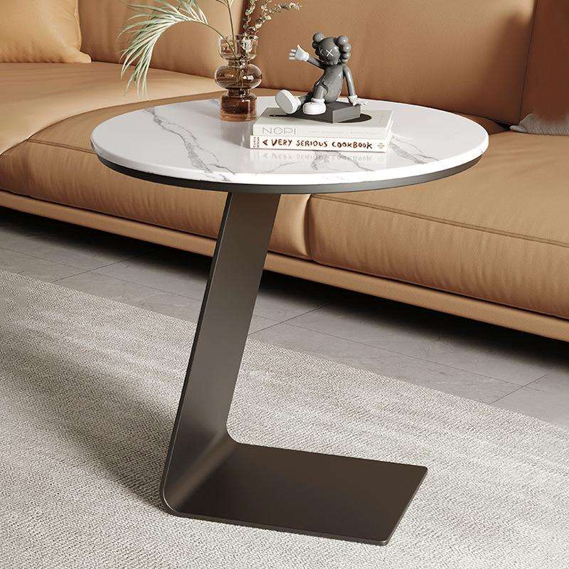 意式创意岩板茶几客厅阳台沙发边几角几轻奢现代简约高级极简圆桌