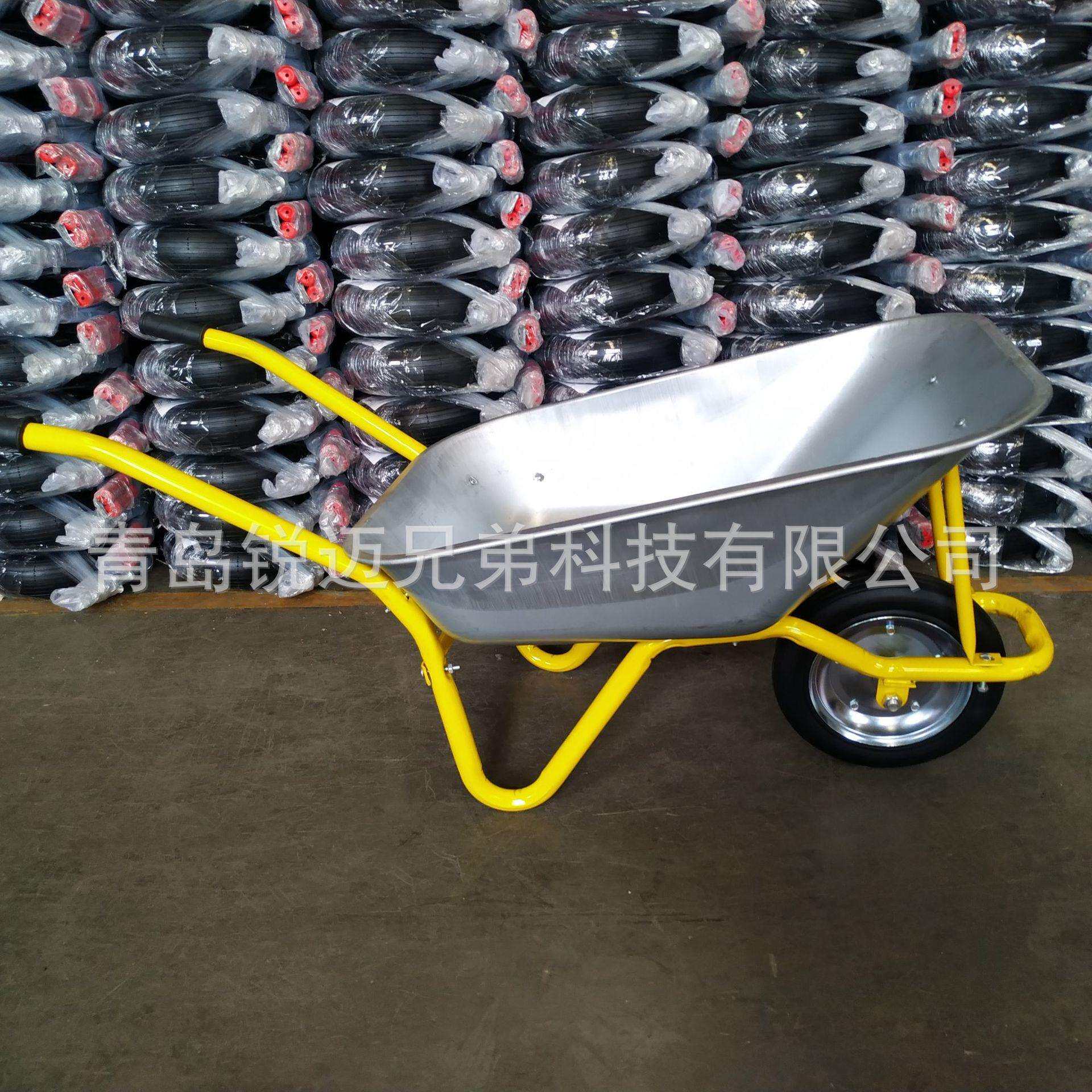 独轮农用推泥沙垃圾搬运车运输车翻斗车实心WB5218镀锌车斗