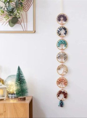 七晶树高档水晶碎石七彩手工七色挂件七晶树家居挂件福字福袋套装