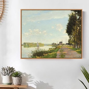 阿让特伊 饰画 小路莫奈风景画艺术微喷画客厅卧室沙发沙发背景装