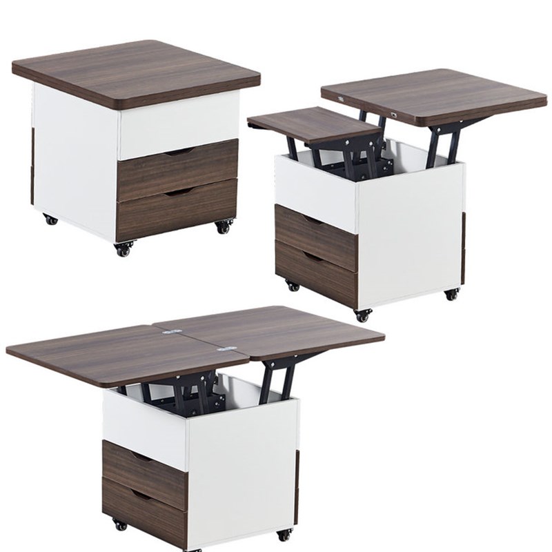 月入梦实木升降茶几小户型北欧风折叠伸缩储物多功能茶几餐桌两用