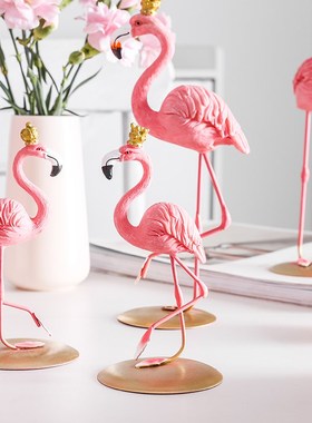 造器火烈鸟摆件粉色少女心网红创意房间欧式客厅餐厅餐桌北欧装饰