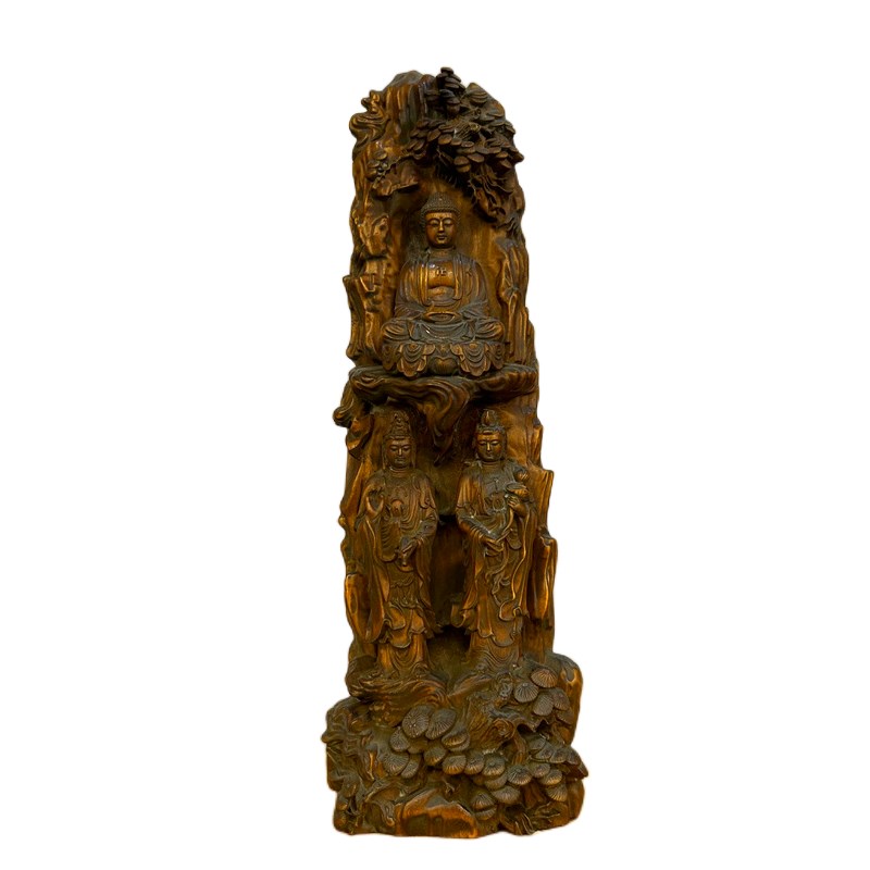黄杨木雕居家供奉观世音菩萨阿弥陀佛像摆件如来佛祖西方三圣家用