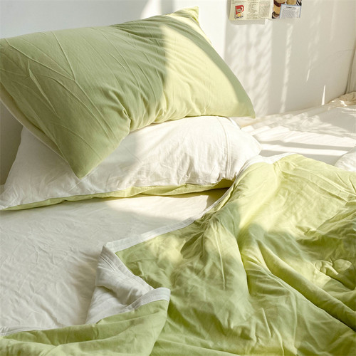 冰淇淋奶绿全棉针织棉夏被四件套超柔软糯天竺纯棉夏凉被空调被薄