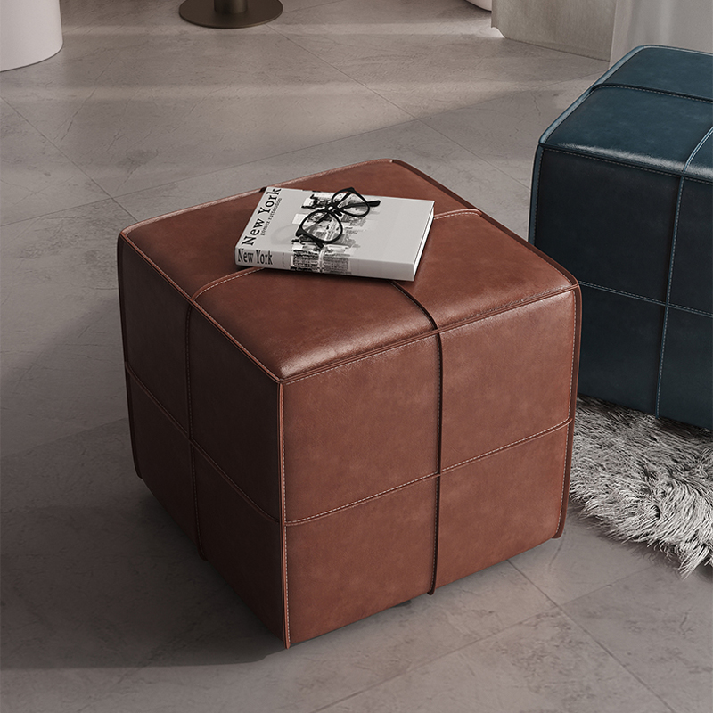 轻奢小凳子家用矮凳客厅茶几方坐墩沙发垫脚圆板凳门口软包换鞋凳