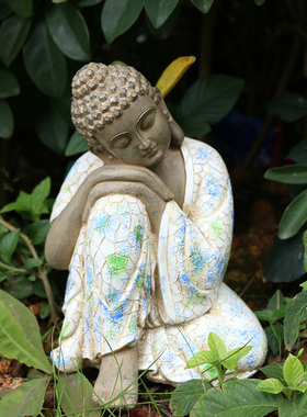 亮丽花园禅意如来小佛像摆件新中式石塔装饰品微景观摆件配件睡佛