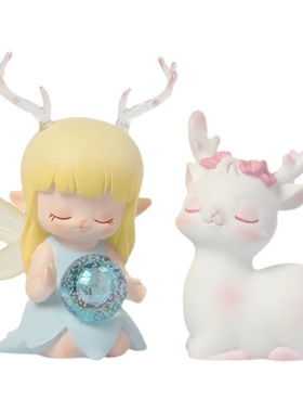 梦幻少女卡通可爱鹿女孩房床头发光夜灯儿童桌面装饰摆件生日礼物