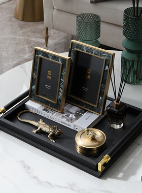 样板房别墅软装饰品客厅大理石烟灰缸金属相框收纳香味家居摆设件