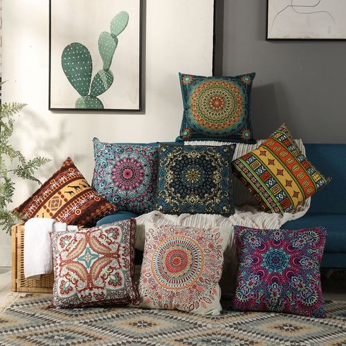 6060cm大号民族风复古花纹抱枕客厅沙发民宿靠垫异域风情靠背套