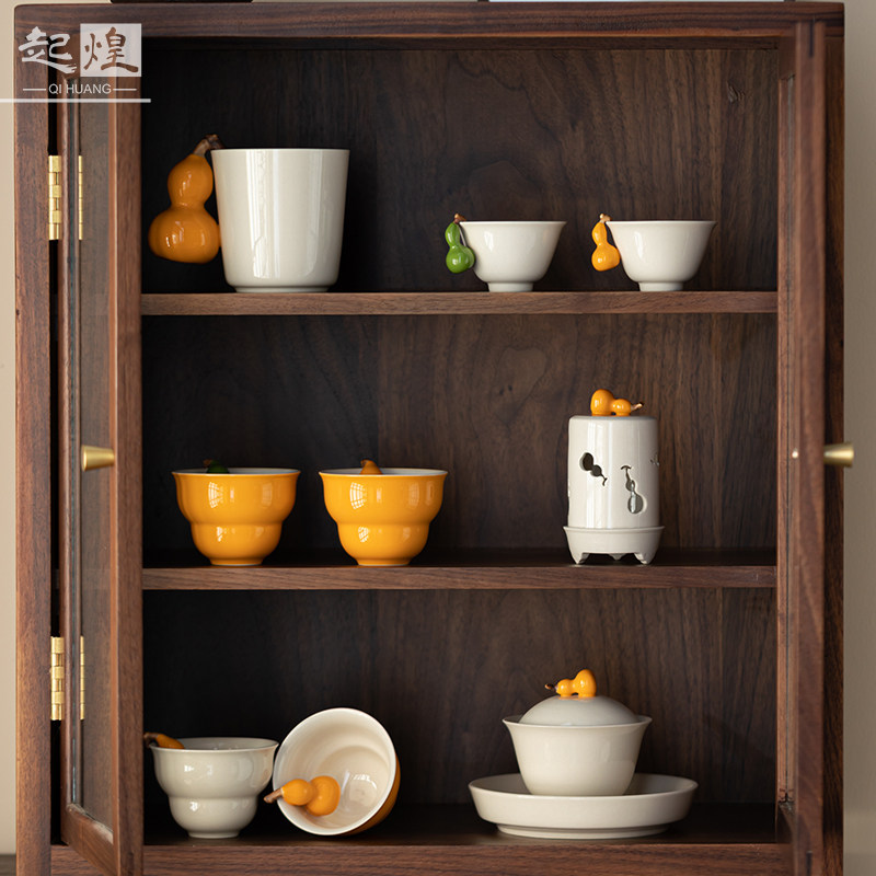 起煌手工葫芦茶杯陶瓷家用个人福禄主人杯杯子草木灰品茗单杯定制