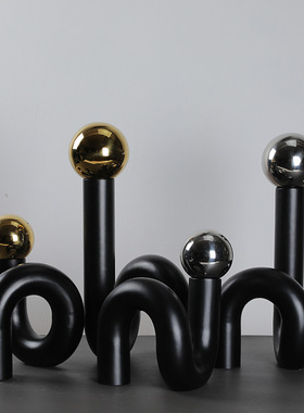 样板房别墅书房书桌金属球摆件北欧美式摆件装饰品艺术家居工艺品