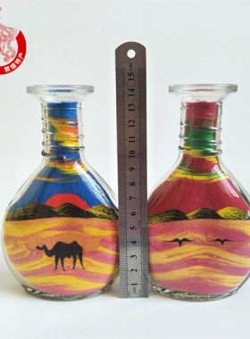 敦煌沙画瓶鸣沙山五色沙子沙瓶画漂流大扁瓶敦煌旅游纪念礼品包邮