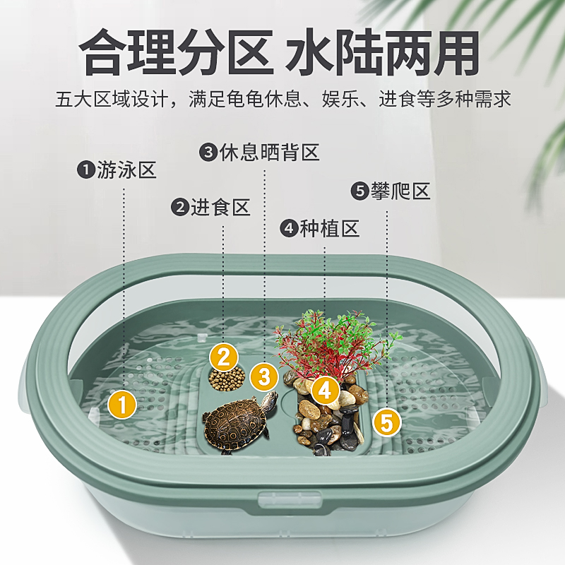 乌龟缸家用带晒台饲养缸养龟专用生态缸别墅龟缸塑料龟盆小型鱼缸