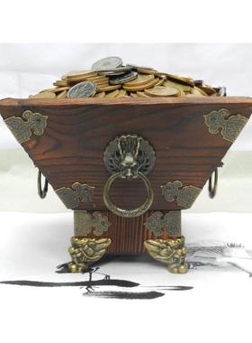 老式覆古实木斗升日进斗金摆件创意客厅装饰店铺摆设开 张开 业礼