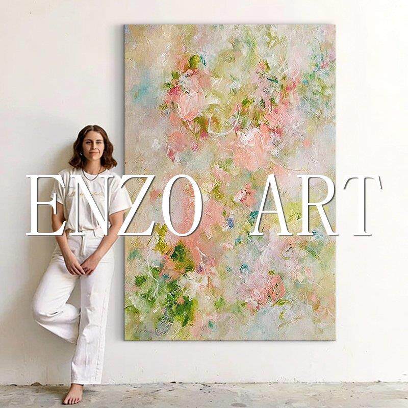 ENZO ART手绘油画【花颜悦色】法式花卉治愈系挂画客厅饭厅艺术画