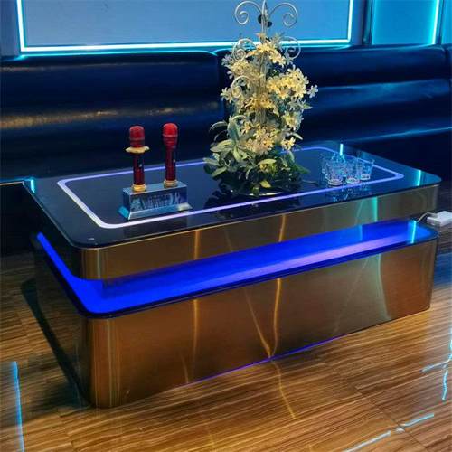 现货ktv茶几发光酒吧吧台专用不锈钢桌子钢化玻璃定制会所卡座