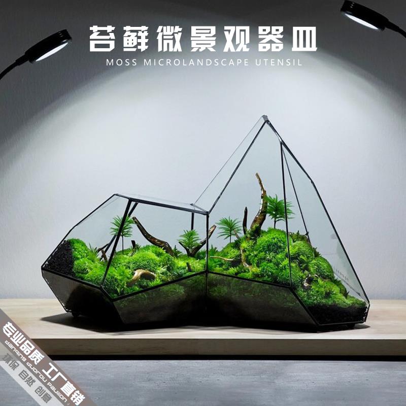 北欧风格几何玻璃花房微景观 生态瓶青苔绿植盆栽 DIY桌面造景摆