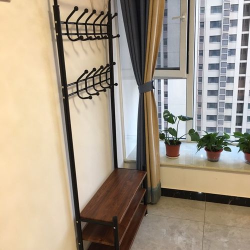 简易落地衣帽架卧室玄关鞋柜衣架家用客厅组合置物鞋架挂衣架一体