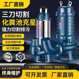 污水泵抽粪泥浆潜水泵220V家用化粪养殖池沼气池排污泵380V 切割式