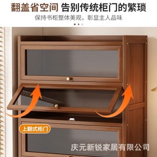 长促书架书柜防尘落地置物架家用儿童学生带门收纳多层简易客厅储