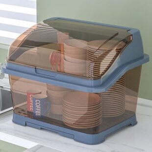 碗筷收纳盒厨房家用带盖宿舍碗碟置物架塑料可沥水碗柜碗箱 厂促装