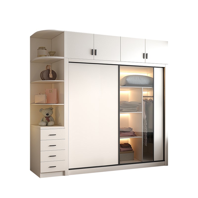 新衣柜简约现代白色小户型玻璃衣柜热销榜推拉门家用卧室大衣橱