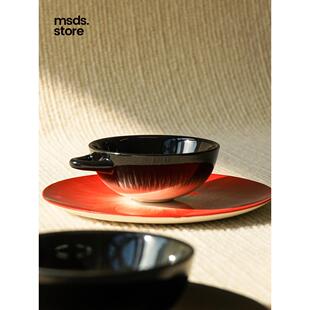 比利时Serax Ann Demeulemeester联名款咖啡杯碟套装黑白红拉花杯