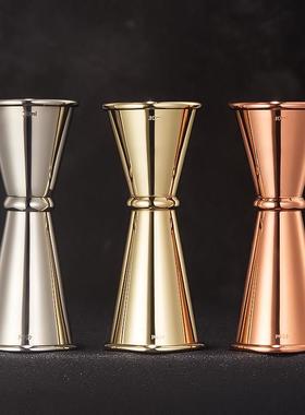 调酒师酒吧不锈钢卷边经典款带刻度量杯量酒器安士器盎司杯jigger