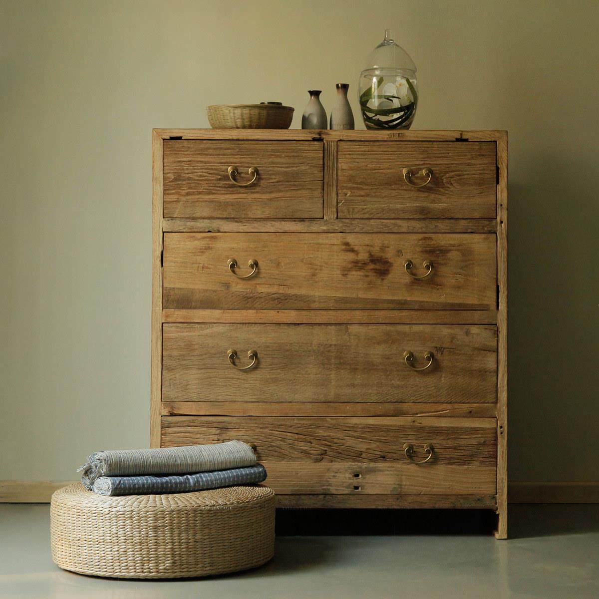 古朴年代老榆木五斗柜老门板木料风化原木简约实木储物收纳玄关柜,住宅家具,斗柜,淘宝优惠券,粉丝福利购,淘宝优惠卷