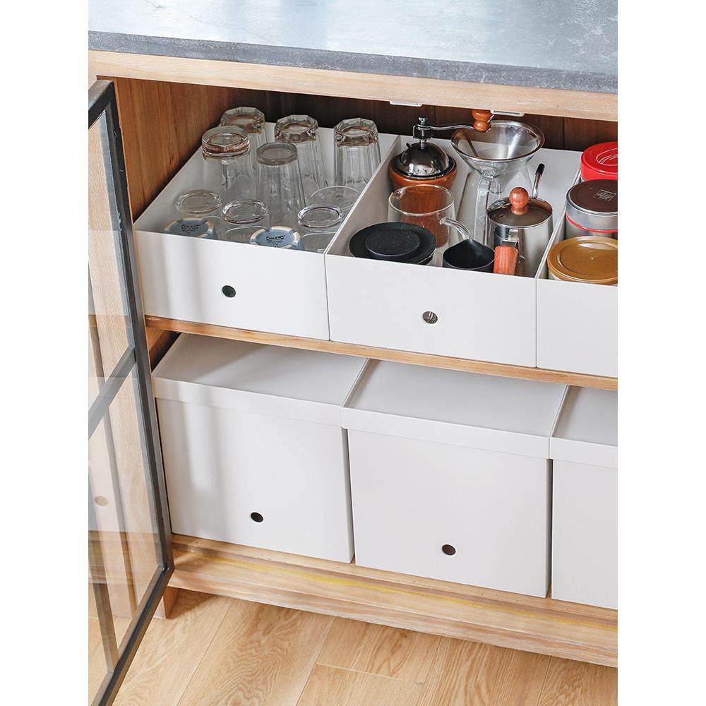 霜山A4宽型塑料收纳盒厨房杂物直角整理筐桌面白色文件盒可带盖轮,收纳整理,桌面收纳盒,淘宝优惠券,粉丝福利购,淘宝优惠卷