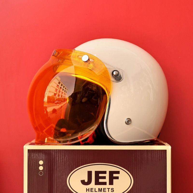 台湾摩托车头盔泡泡镜复古防晒护目防紫外线挡风沙镜片三扣式通用