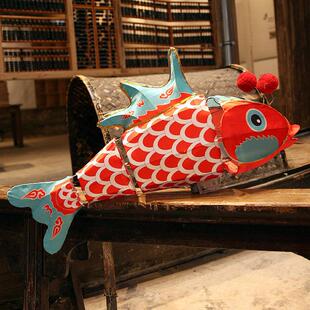 纯手工铁架鱼灯花灯宫灯覆古风锦鲤鱼手持竹杆发光灯笼成品中秋节