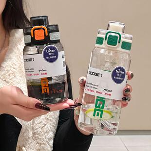 道奇运动水杯男款大容量带刻度防摔萃特吸管杯2023新款女塑料水壶