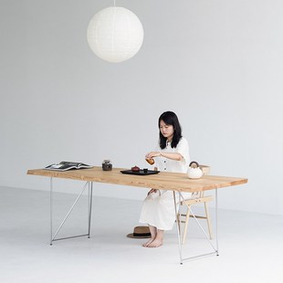 叁几 白蜡木实木书桌侘寂风原木大板岛台餐桌小户型家用阳台茶桌