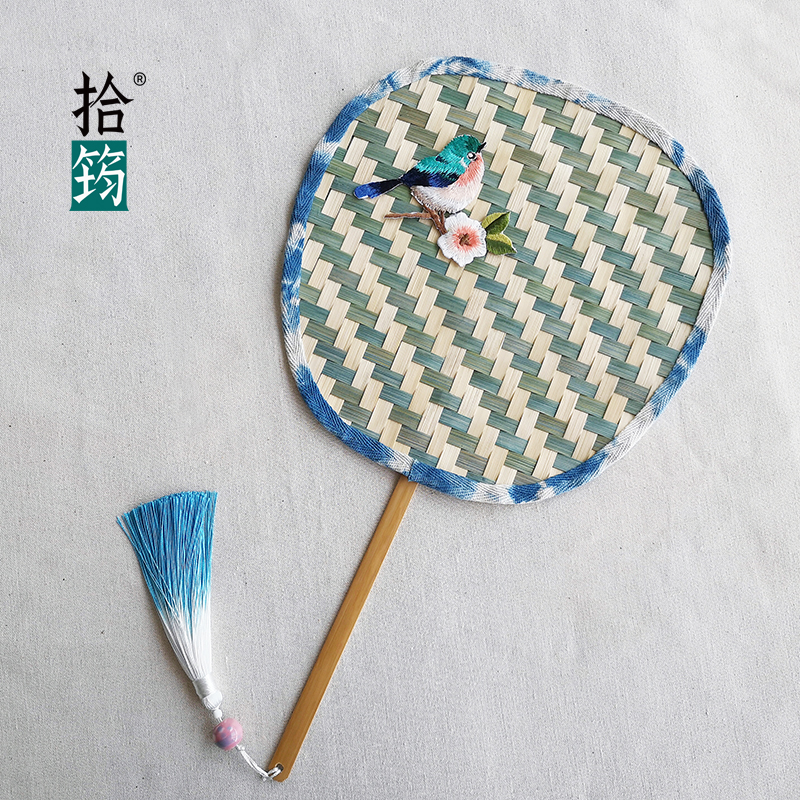 植物染色手工竹编团扇diy材料包非遗文创古风汉服配饰定制装饰品