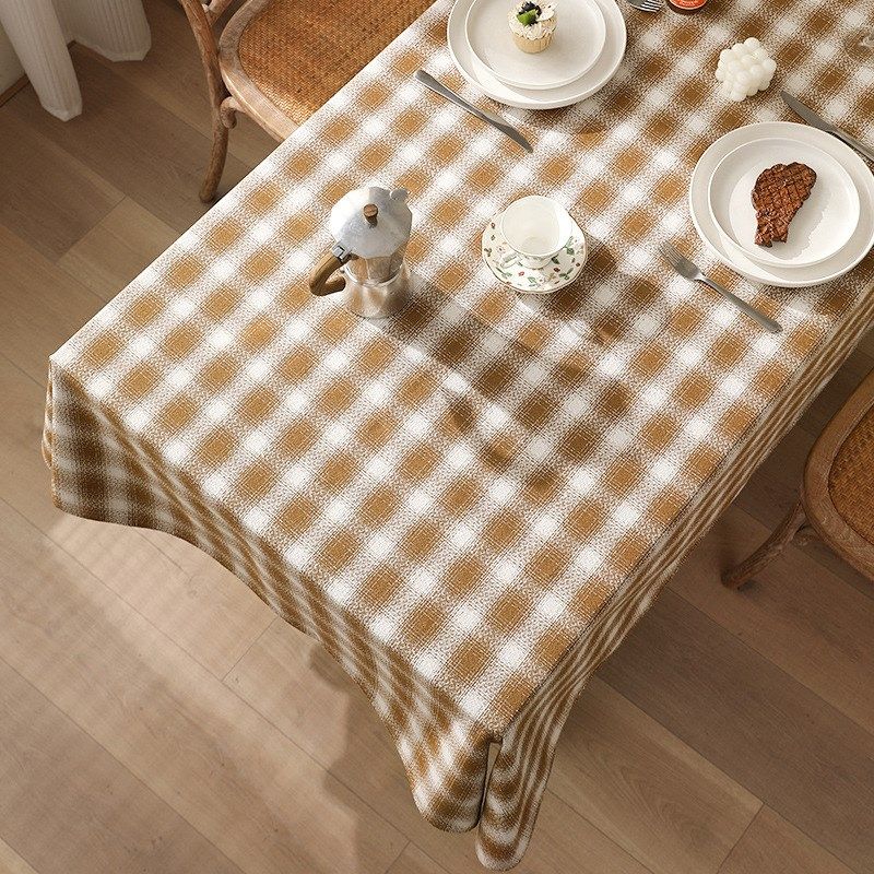 复古格子餐桌布长方形高级感餐厅桌布装饰防尘盖巾客厅茶几台布,居家布艺,桌布,淘宝优惠券,粉丝福利购,淘宝优惠卷