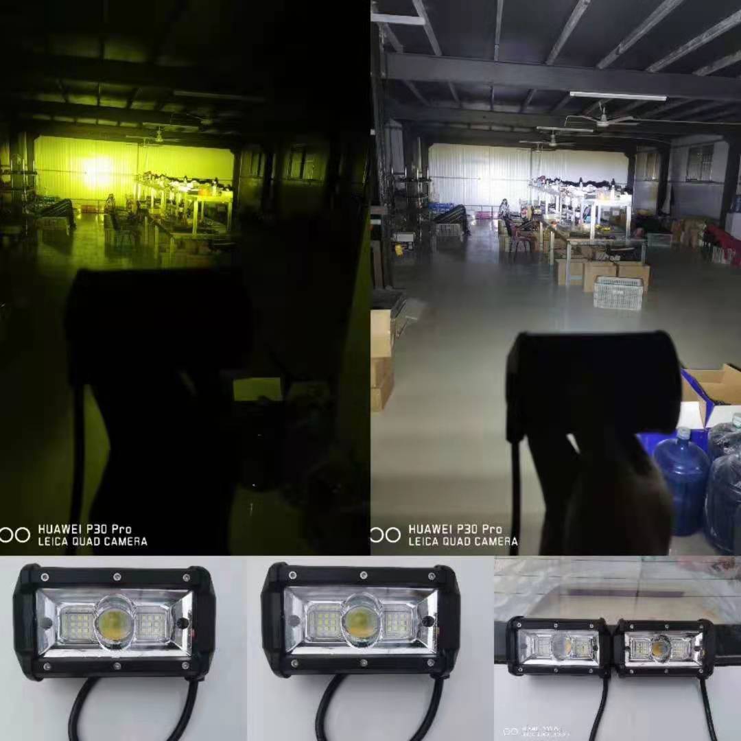 激光炮汽车led射灯长条灯12v24v黄白双色越野车货车杠中网大视野