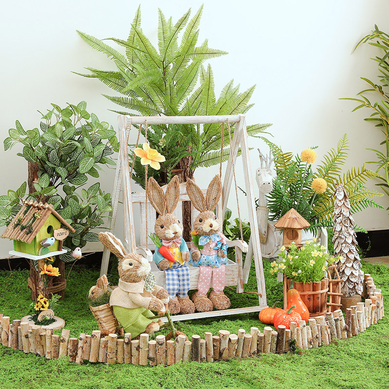 秋千花架空中吊饰幼儿园教室走廊装饰田园自然摆件Y环创材料壁饰