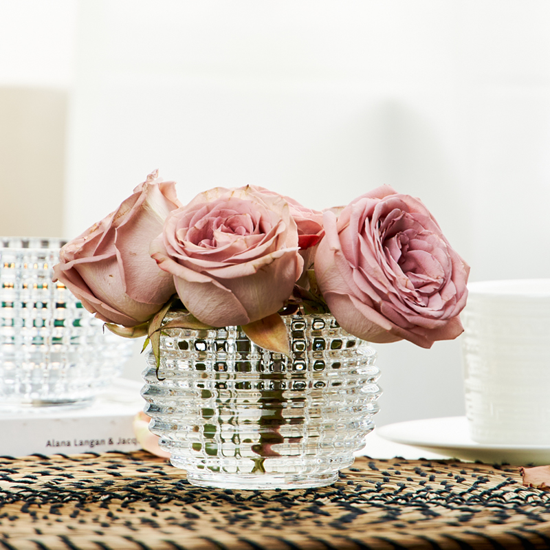 轻奢水晶玻璃迷你小花瓶现代简约烛台高级感摆件S客厅插花鲜花家