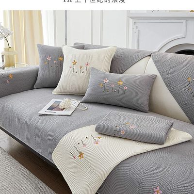 盖布坐垫靠背巾沙发垫四季通用防滑原木沙发全棉简约现代纯棉套罩