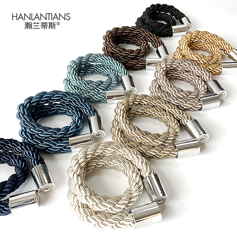 瀚兰蒂斯窗帘绑带粗绳磁扣绳子配件装饰强力磁铁窗帘扣绳12色可选