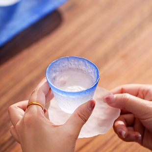 白酒杯子家用小号一两烈酒杯温酒壶清酒壶 高端蔚蓝玻璃酒具套装